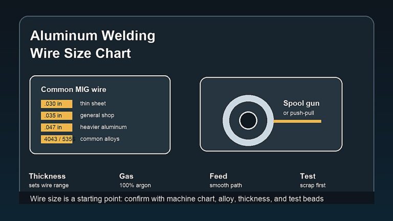 Aluminum welding wire size chart for MIG spool gun wire diameter 4043 5356 and argon setup