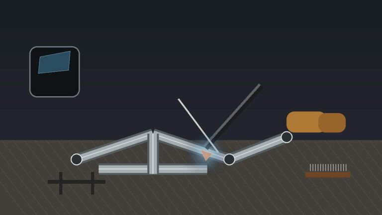 Chromoly tube welding practice setup with TIG torch, filler rod, clamps, and safety gear