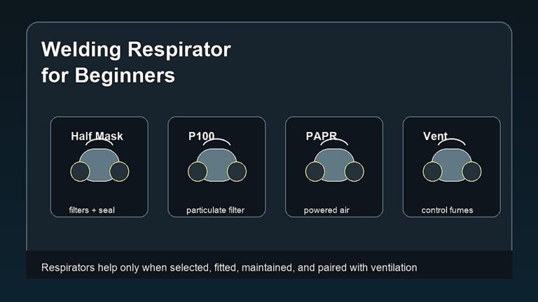 Welding respirator for beginners with half mask P100 filters PAPR and ventilation safety notes